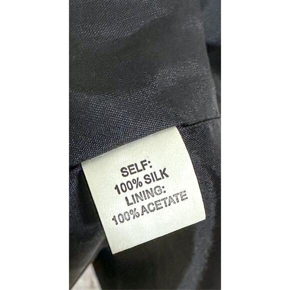 Phoebe Couture Womens Floral Empire Waist Border Trim Silk Dress Black Size 4 - Picture 10 of 14